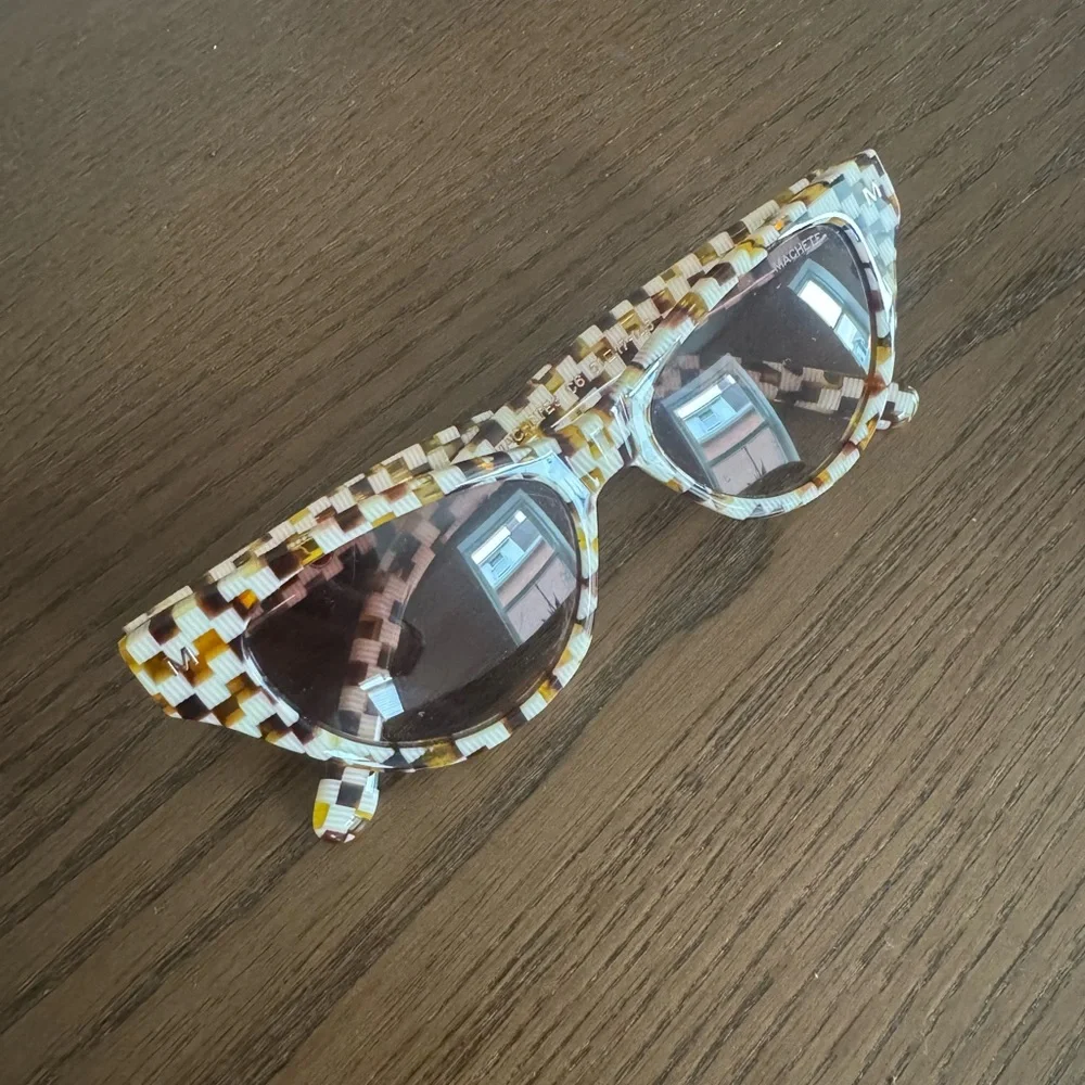 Mosaic Check Cat-Eye Machete Sunglasses